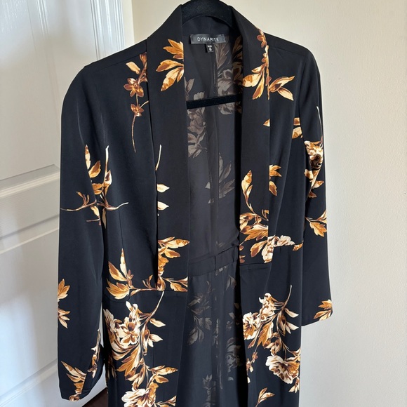 Dynamite Floral Belted Maxi Coat - Picture 2 of 8